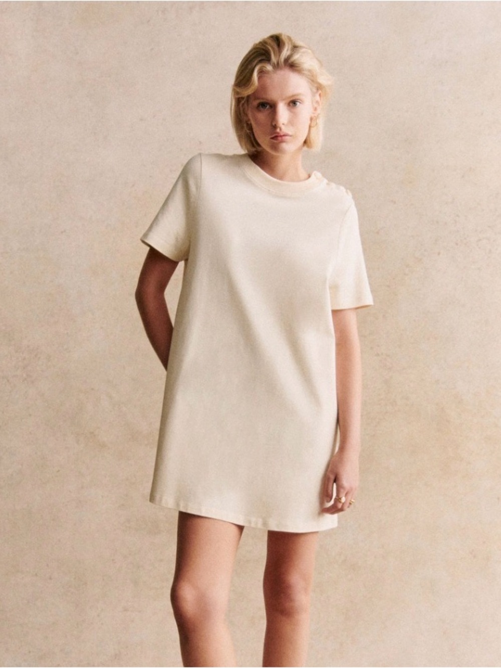 SEZANE green cotton t-shirt mini dress, size small - Picture 9 of 11